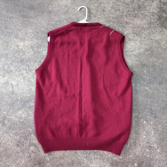 Vintage Titleist Sweater Vest Mens L Red Maroon Scottish Wool Golf 90s - Picture 3 of 8